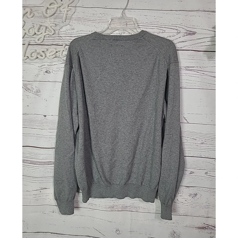 Chaps Gray Classic Fit Cashmere Blend V-Neck Knit Pullover Sweater Men's Size XL